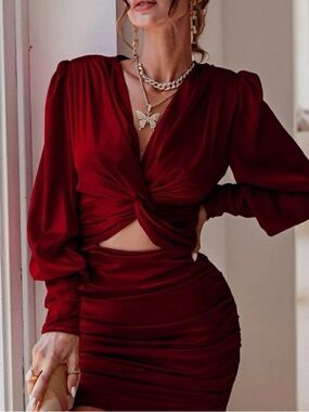 NWT Glamaker Open Midriff Satin Dress